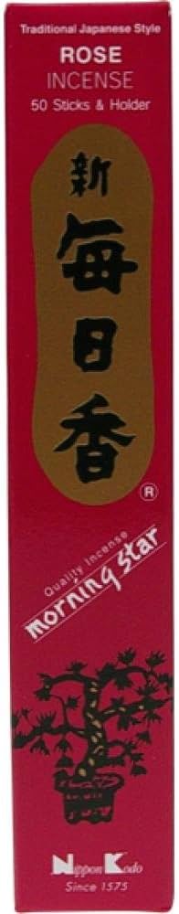 Nippon Kodo Morning Star Rose Incense Sticks packaging, front view.
