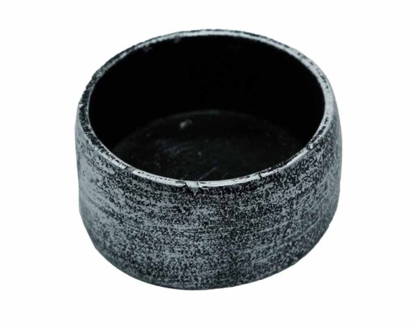 Textured black and silver t-light holder.