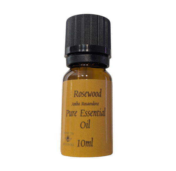 10 ml bottle of Rosewood Essential Oil with mild, floral scent for calming aromatherapy