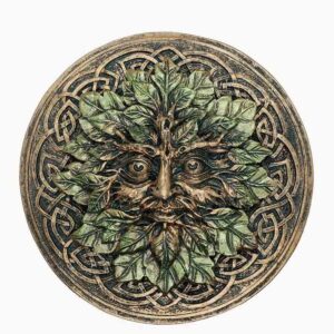 Resin incense holder featuring the Green Man face motif for spiritual rituals and incense burning