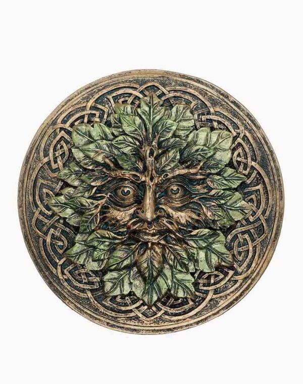 Resin incense holder featuring the Green Man face motif for spiritual rituals and incense burning