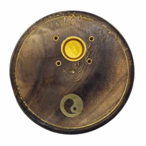 Yin Yang cone incense holder plate featuring yin‑yang symbol, ideal for spiritual balance and cone incense burning.