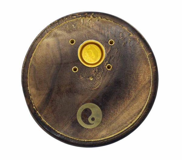 Yin Yang cone incense holder plate featuring yin‑yang symbol, ideal for spiritual balance and cone incense burning.