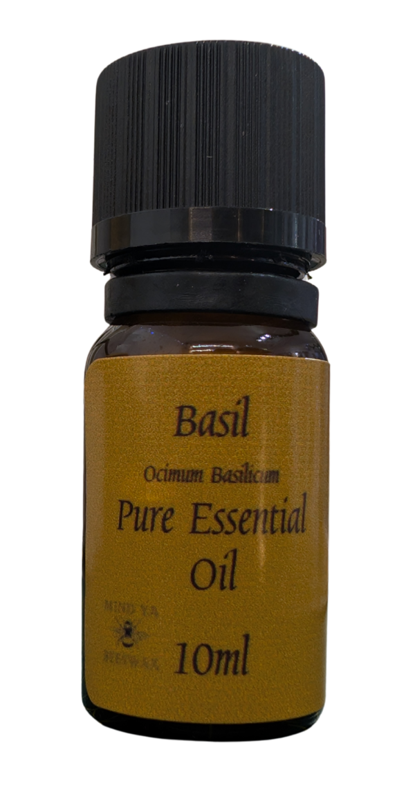 Basil Essential Oil – 10ml 10ml Basil Essential Oil bottle for aromatherapy with fresh herbal fragrance.